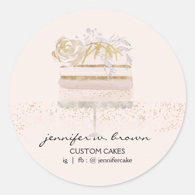 Unique Party Cake Bakery Classic Round Sticker (Front)