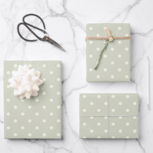 Unique Pastel Grey Beige & White Polka Dot Pattern Wrapping Paper Sheet