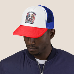 Unique Patriotic Proud American Pit Bull Dad  Trucker Hat
