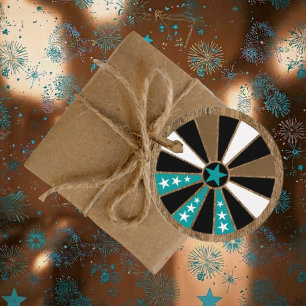 Unique Patriotic Wagon Wheel Copper & Turquoise Favour Tags