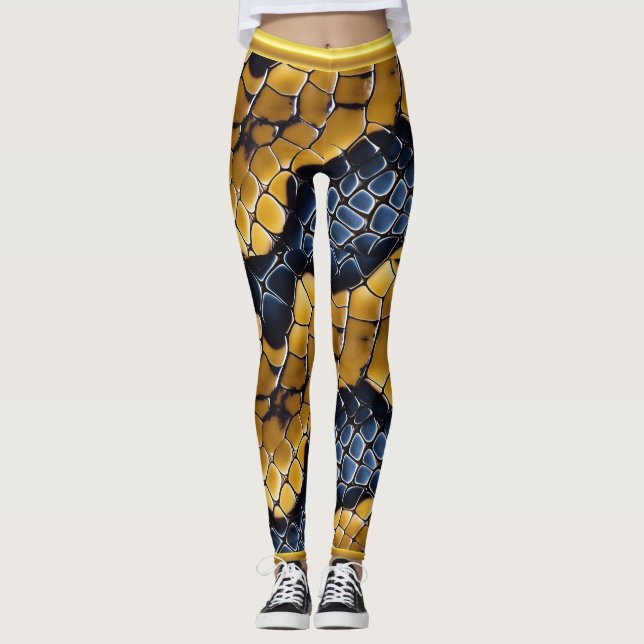 Unique patterns of a vibrant poisonous snakeskin leggings (Front)