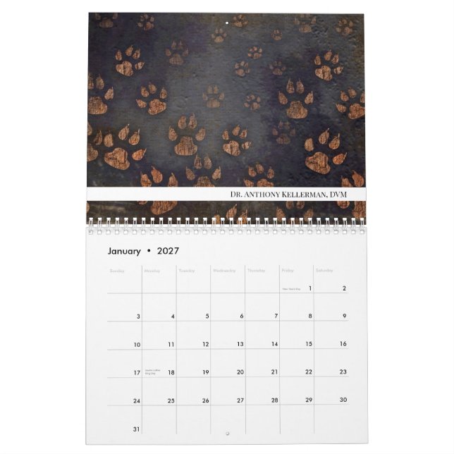 Unique Paw Print Veterinarian  Calendar (Jan 2027)