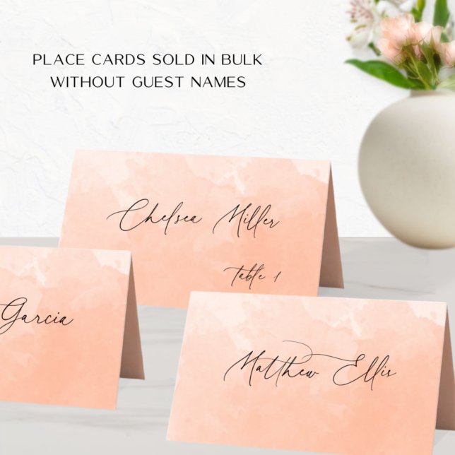 Unique Peach Watercolor Background Folded Place Card (Creator Uploaded)