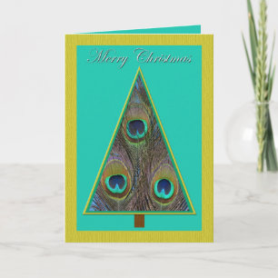 Unique Peacock Christmas Tree Christmas Card