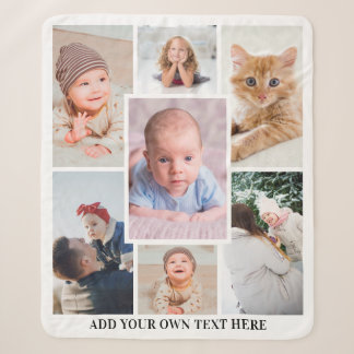 Unique Personalised 7 Photo Collage Sherpa Blanket