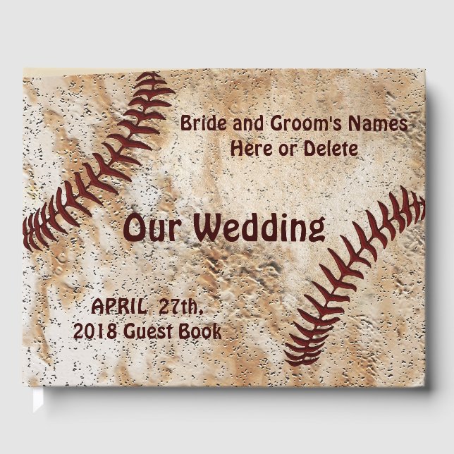 Unique Personalised Baseball Wedding  Guest Book (Front)