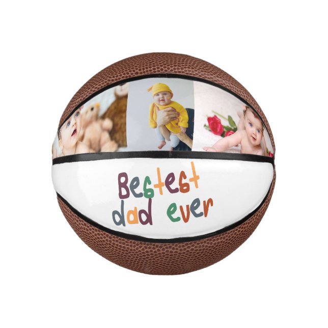 Unique Personalised Bestest Dad Ever Fathers Day Mini Basketball (Front)