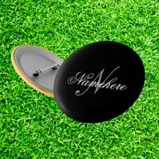 Unique Personalised Black and White Name Monogram 6 Cm Round Badge