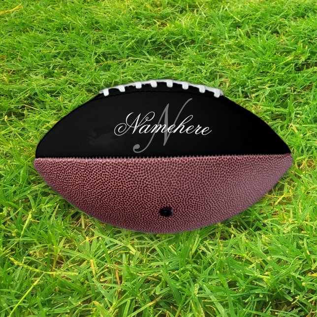 Unique Personalised Black and White Name Monogram American Football (Creator Uploaded)
