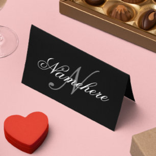 Unique Personalised Black and White Name Monogram Appointment Card