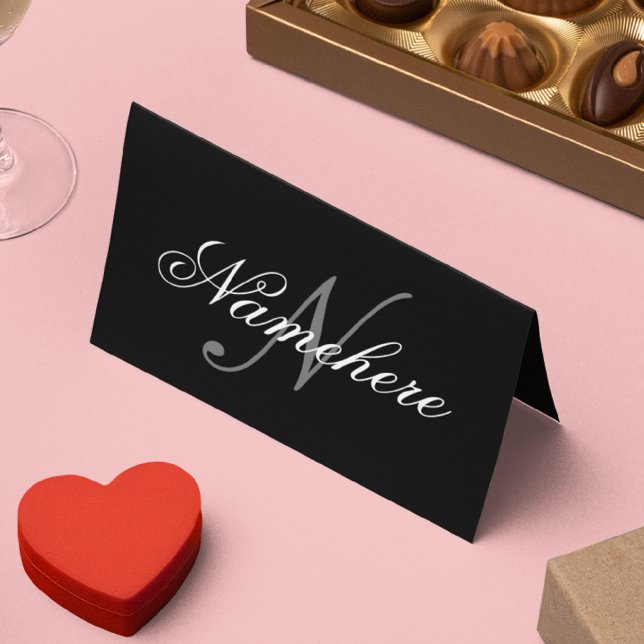 Unique Personalised Black and White Name Monogram Appointment Card (Creator Uploaded)