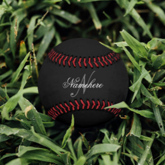 Unique Personalised Black and White Name Monogram Baseball