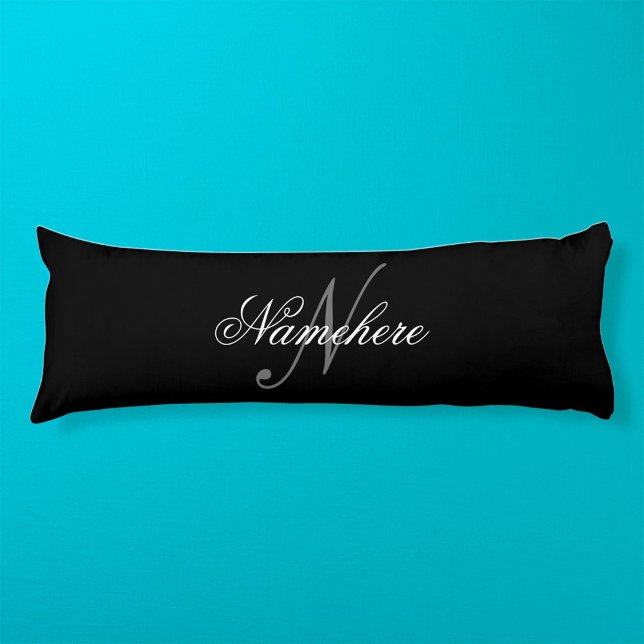 Unique Personalised Black and White Name Monogram Body Cushion (Creator Uploaded)