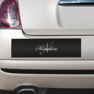 Unique Personalised Black and White Name Monogram Bumper Sticker