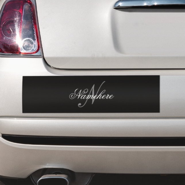 Unique Personalised Black and White Name Monogram Bumper Sticker (Creator Uploaded)