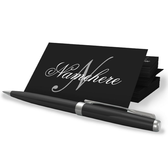 Unique Personalised Black and White Name Monogram Business Card (Creator Uploaded)