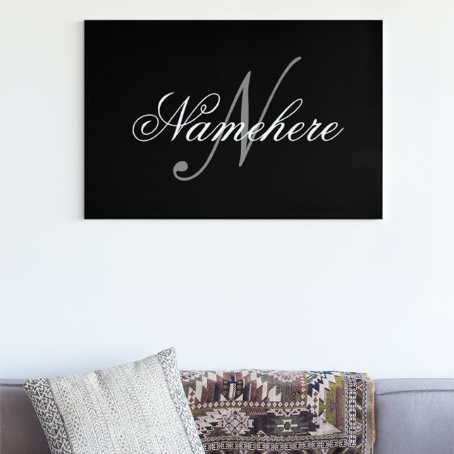 Unique Personalised Black and White Name Monogram Canvas Print (Creator Uploaded)