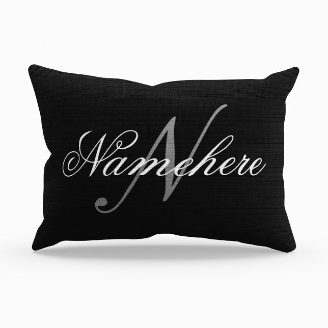 Unique Personalised Black and White Name Monogram Decorative Cushion (Creator Uploaded)