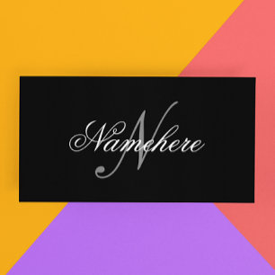 Unique Personalised Black and White Name Monogram Discount Card