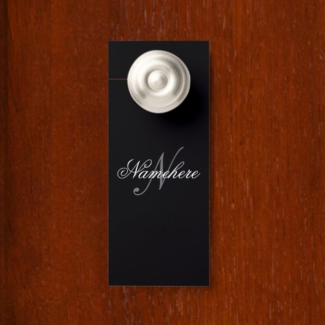 Unique Personalised Black and White Name Monogram Door Hanger (Creator Uploaded)