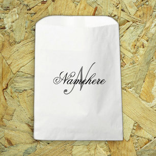 Unique Personalised Black and White Name Monogram Favour Bags
