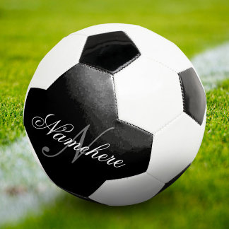 Unique Personalised Black and White Name Monogram Football