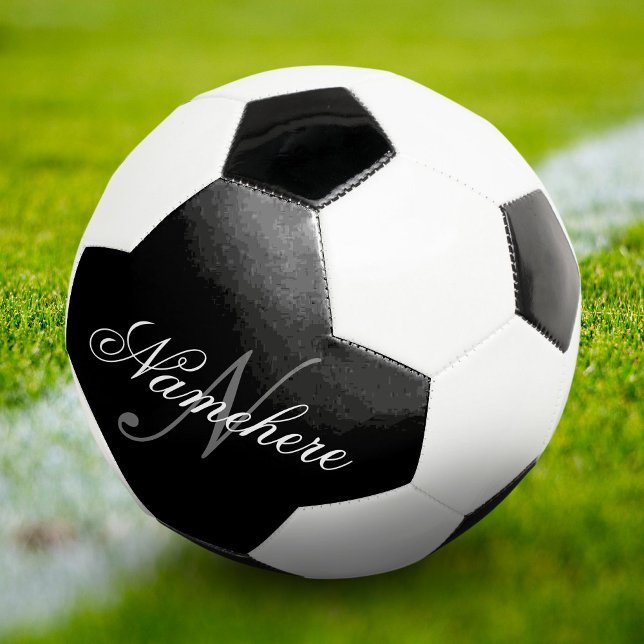 Unique Personalised Black and White Name Monogram Football (Creator Uploaded)