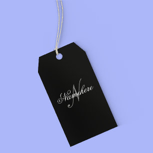 Unique Personalised Black and White Name Monogram Gift Tags