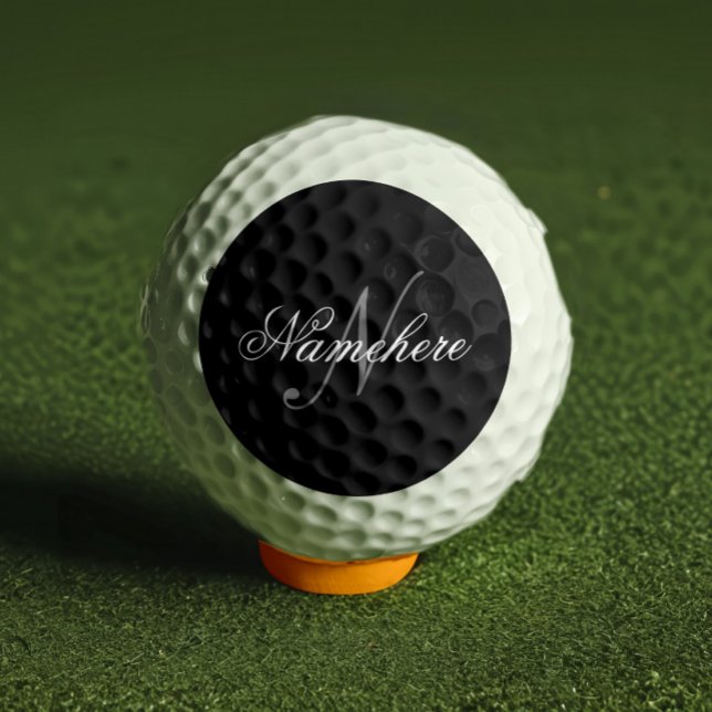 Unique Personalised Black and White Name Monogram Golf Balls (Creator Uploaded)