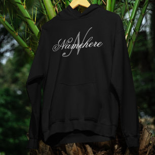 Unique Personalised Black and White Name Monogram  Hoodie