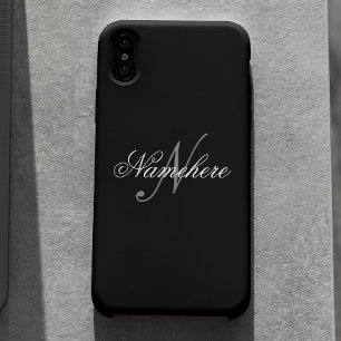 Unique Personalised Black and White Name Monogram  iPhone X Case