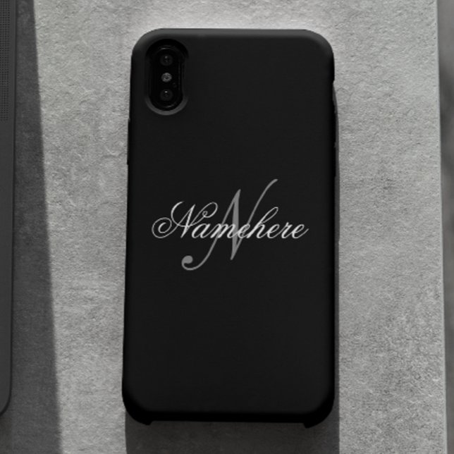 Unique Personalised Black and White Name Monogram  iPhone Case (Creator Uploaded)