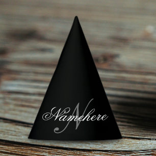 Unique Personalised Black and White Name Monogram Party Hat