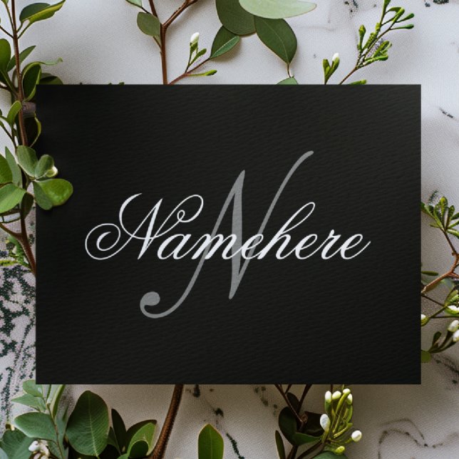 Unique Personalised Black and White Name Monogram Postcard (Creator Uploaded)