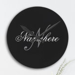 Unique Personalised Black and White Name Monogram Round Clock<br><div class="desc">Personalised Unique Black and White Name Monogram Design for anyone.</div>