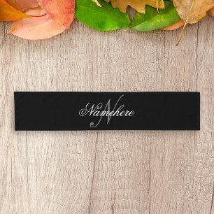 Unique Personalised Black and White Name Monogram Short Table Runner