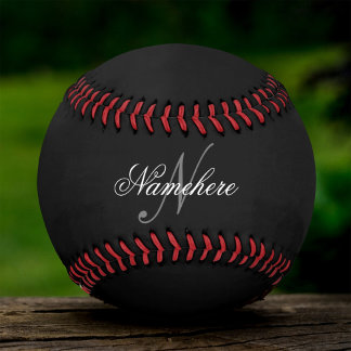 Unique Personalised Black and White Name Monogram Softball