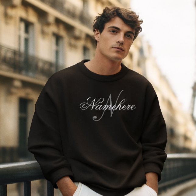 Unique Personalised Black and White Name Monogram  Sweatshirt (Creator Uploaded)