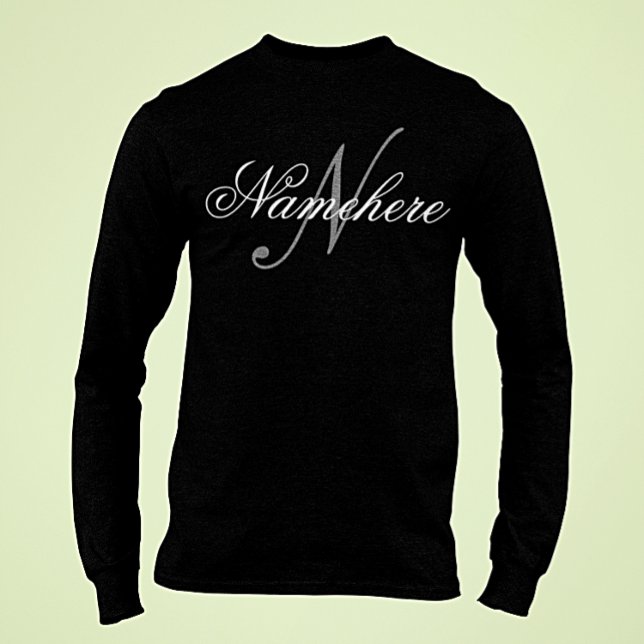 Unique Personalised Black and White Name Monogram  T-Shirt (Creator Uploaded)