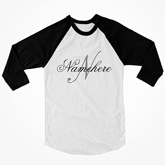 Unique Personalised Black and White Name Monogram  T-Shirt (Creator Uploaded)