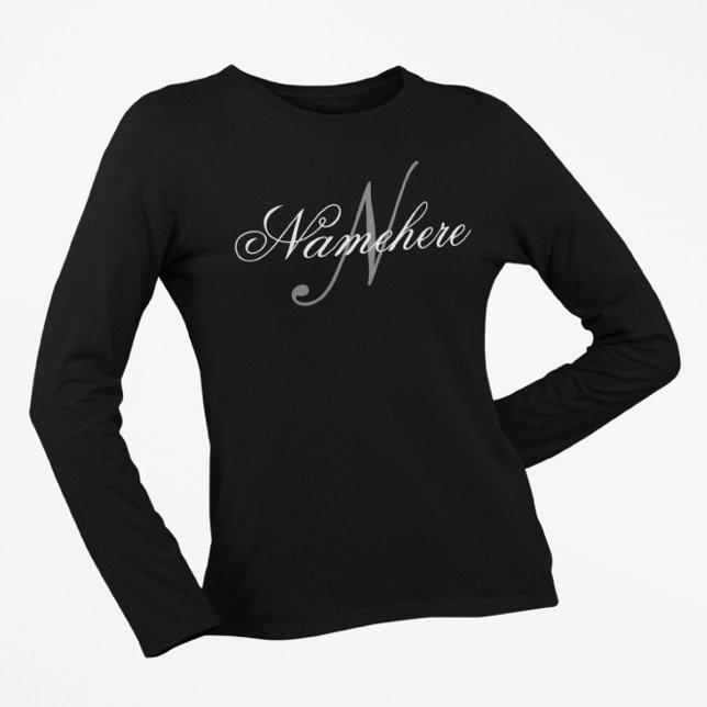 Unique Personalised Black and White Name Monogram  T-Shirt (Creator Uploaded)