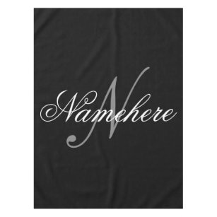 Unique Personalised Black and White Name Monogram Tablecloth