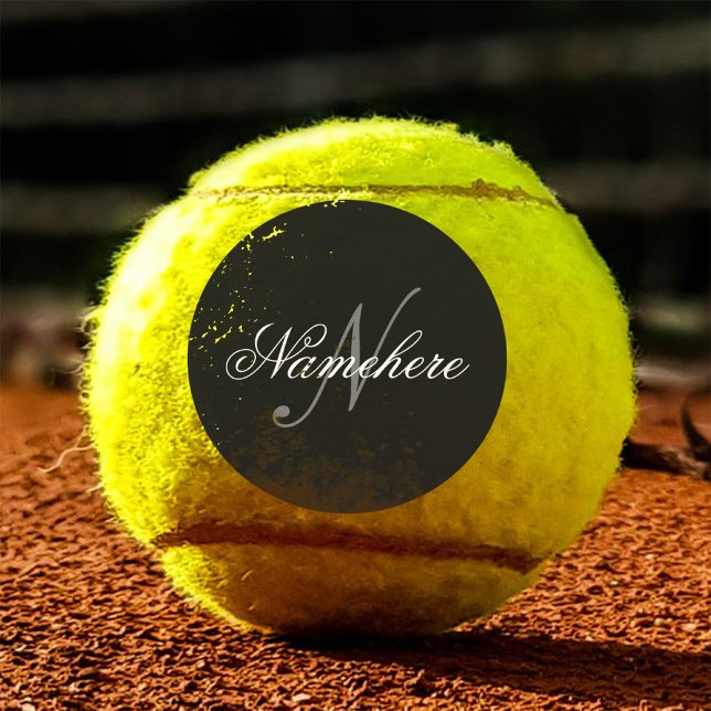 Unique Personalised Black and White Name Monogram Tennis Balls (Creator Uploaded)