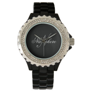 Unique Personalised Black and White Name Monogram Watch