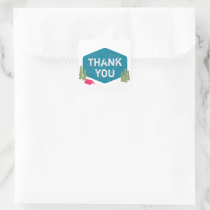 Unique Personalised Camp Birthday Thank You Pink Square Sticker