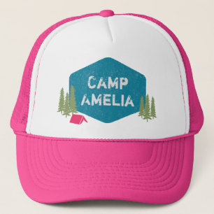 Unique Personalised Camp Name Birthday Party Pink Trucker Hat