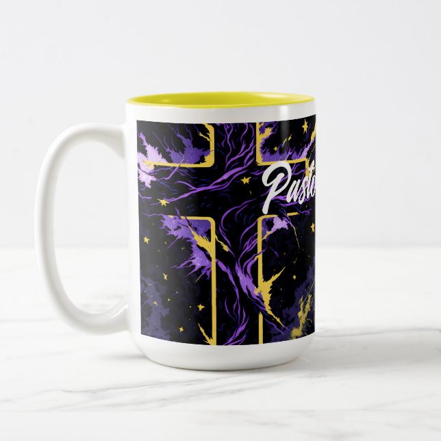 Unique Personalised Christian Cross Church Pastor  Two-Tone Coffee Mug (Left)