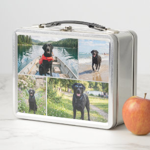 Unique personalised custom 12 Photo Collage Metal Lunch Box