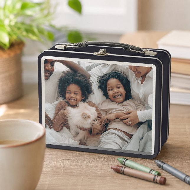 Unique personalised custom metal lunch box (Unique personalized custom metal lunch box by Ricaso/ Add your own photographs, art and text)