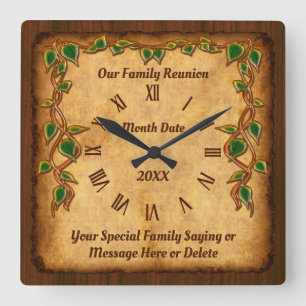 Unique Personalised Family Reunion Gift Ideas Square Wall Clock